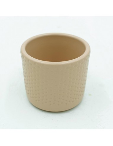 Vaso in terracotta smaltata rosa antico con decori diametro interno 7,5